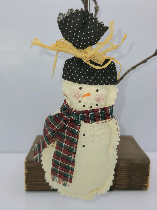 Stuffed Snowman Christmas Ornament